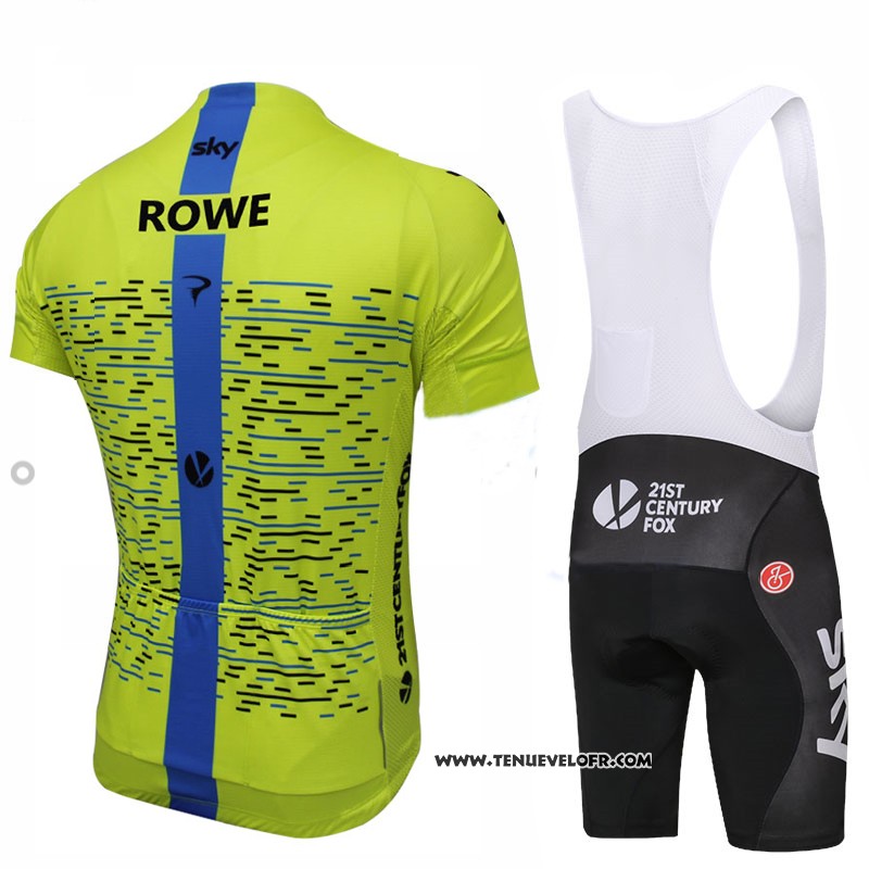 2018 Maillot Ciclismo Sky Vert et Bleu Manches Courtes et Cuissard